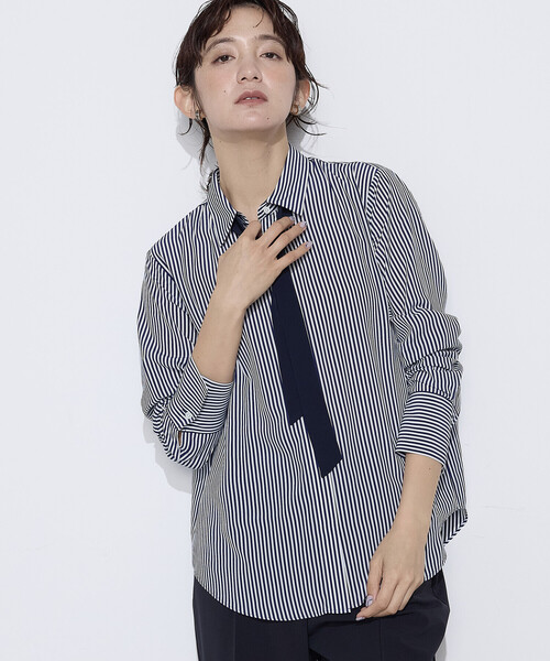 COMME CA（コムサ）の「デシンストライプ ボウタイシャツ（シャツ/ブラウス・レディース・ブルー系その他/ベージュ系その他・9号/11号）」の21枚目の写真