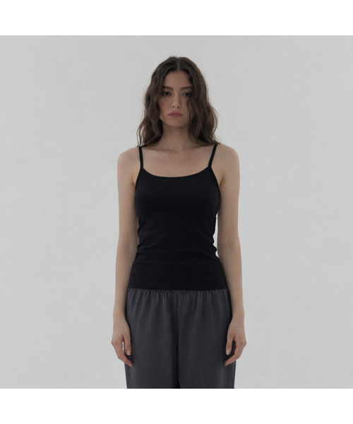 DEARSTALKER(ディアストーカー)の「D. BASIC COTTON BABY TANK TOP - 5 COLOR(Tシャツ/カットソー・レディース・ライトグレー/チャコール/ブラック/ベージュ/ホワイト・FREE)」の2枚目の写真