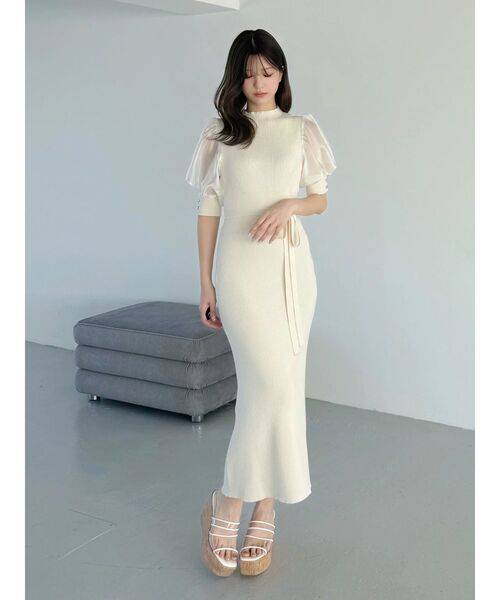 MERCURYDUO（マーキュリーデュオ）の「異素材スリーブリブマーメイドワンピース（ワンピース・レディース・アイボリー/ブラック/ブルー・SMALL/MEDIUM）」の5枚目の写真