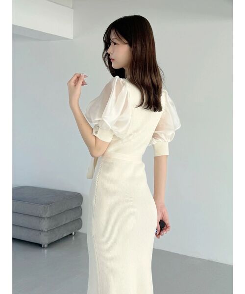 MERCURYDUO（マーキュリーデュオ）の「異素材スリーブリブマーメイドワンピース（ワンピース・レディース・アイボリー/ブラック/ブルー・SMALL/MEDIUM）」の9枚目の写真