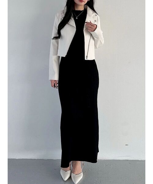 MERCURYDUO（マーキュリーデュオ）の「異素材スリーブリブマーメイドワンピース（ワンピース・レディース・アイボリー/ブラック/ブルー・SMALL/MEDIUM）」の13枚目の写真