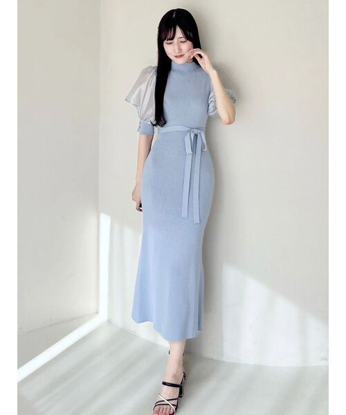 MERCURYDUO（マーキュリーデュオ）の「異素材スリーブリブマーメイドワンピース（ワンピース・レディース・アイボリー/ブラック/ブルー・SMALL/MEDIUM）」の16枚目の写真