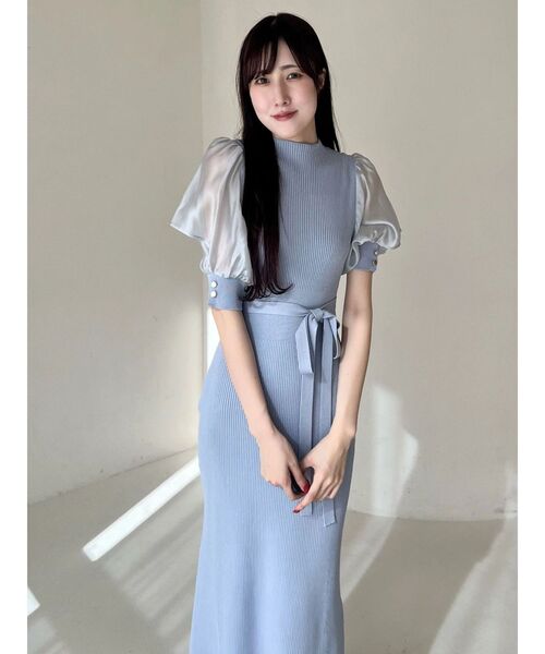 MERCURYDUO（マーキュリーデュオ）の「異素材スリーブリブマーメイドワンピース（ワンピース・レディース・アイボリー/ブラック/ブルー・SMALL/MEDIUM）」の20枚目の写真