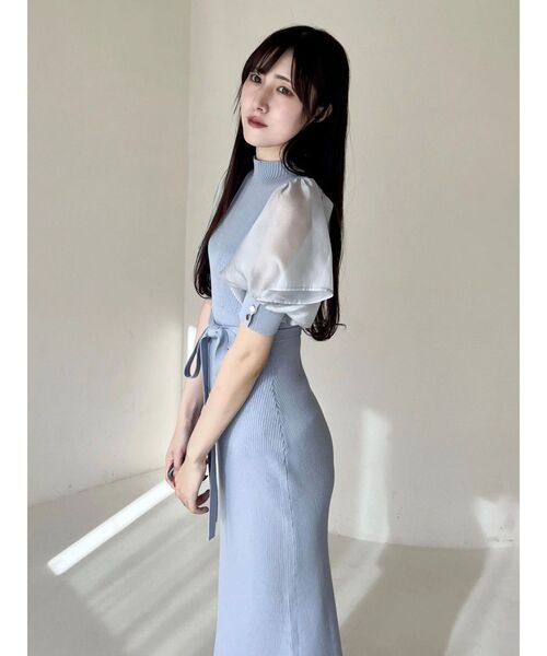 MERCURYDUO（マーキュリーデュオ）の「異素材スリーブリブマーメイドワンピース（ワンピース・レディース・アイボリー/ブラック/ブルー・SMALL/MEDIUM）」の21枚目の写真