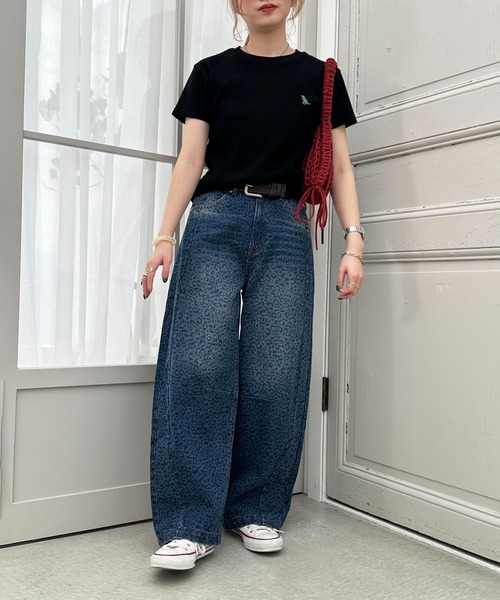 DOUBLE NAME（ダブルネーム）の「レオパード柄カーブデニムパンツ（デニムパンツ・レディース・インディゴブルー・FREE）」の7枚目の写真