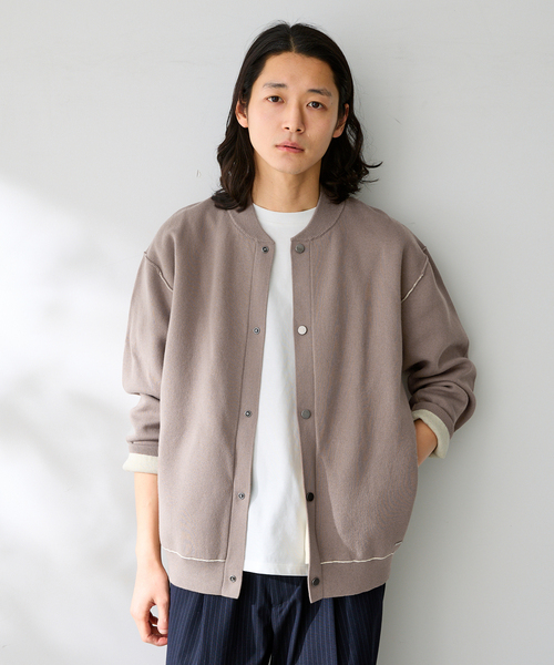 B.C STOCK（ベーセーストック）の「ANTS & ELEPHANTS / アンツアンドエレファンツ 2TONE SWEATLIKE リブCD（カーディガン/ボレロ・メンズ・ネイビー/ベージュ/チャコールグレー/レッド・LARGE/MEDIUM）」の2枚目の写真