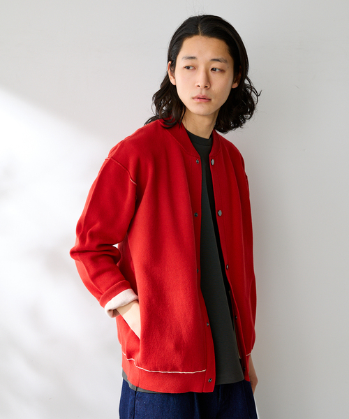 B.C STOCK（ベーセーストック）の「ANTS & ELEPHANTS / アンツアンドエレファンツ 2TONE SWEATLIKE リブCD（カーディガン/ボレロ・メンズ・ネイビー/ベージュ/チャコールグレー/レッド・LARGE/MEDIUM）」の4枚目の写真