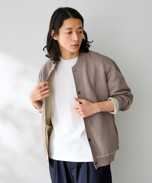 B.C STOCK（ベーセーストック）の「ANTS & ELEPHANTS / アンツアンドエレファンツ 2TONE SWEATLIKE リブCD（カーディガン/ボレロ・メンズ・ネイビー/ベージュ/チャコールグレー/レッド・LARGE/MEDIUM）」の11枚目の写真