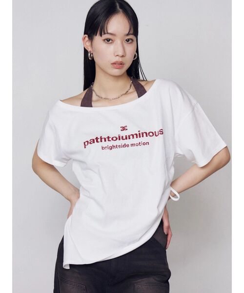 EMODA(エモダ)の「ルーズネックストリングTシャツ(Tシャツ/カットソー・レディース・ピンク/グレー/ホワイト/ブラック・FREE)」の1枚目の写真