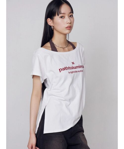 EMODA（エモダ）の「ルーズネックストリングTシャツ（Tシャツ/カットソー・レディース・ピンク/グレー/ホワイト/ブラック・FREE）」の11枚目の写真