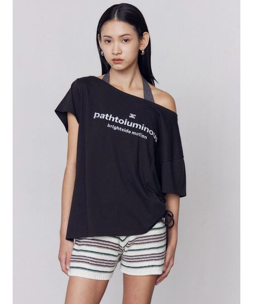 EMODA（エモダ）の「ルーズネックストリングTシャツ（Tシャツ/カットソー・レディース・ピンク/グレー/ホワイト/ブラック・FREE）」の12枚目の写真