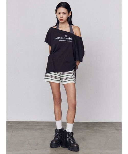 EMODA（エモダ）の「ルーズネックストリングTシャツ（Tシャツ/カットソー・レディース・ピンク/グレー/ホワイト/ブラック・FREE）」の14枚目の写真