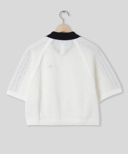 adidas Originals(アディダスオリジナルス)の「adidas W KNITTED CROCHET POLO CX746(ポロシャツ・レディース・ホワイト/ブラウン・S/M)」の3枚目の写真