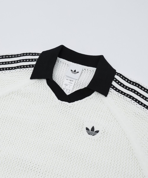 adidas Originals(アディダスオリジナルス)の「adidas W KNITTED CROCHET POLO CX746(ポロシャツ・レディース・ホワイト/ブラウン・S/M)」の4枚目の写真