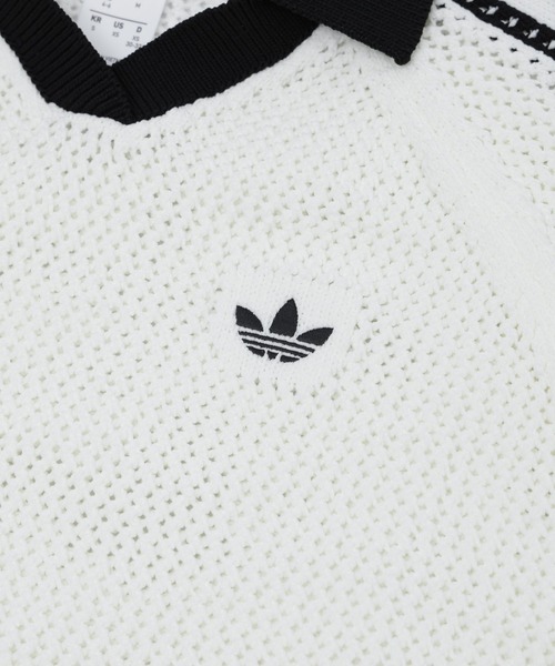 adidas Originals(アディダスオリジナルス)の「adidas W KNITTED CROCHET POLO CX746(ポロシャツ・レディース・ホワイト/ブラウン・S/M)」の5枚目の写真