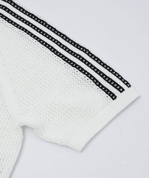 adidas Originals(アディダスオリジナルス)の「adidas W KNITTED CROCHET POLO CX746(ポロシャツ・レディース・ホワイト/ブラウン・S/M)」の6枚目の写真