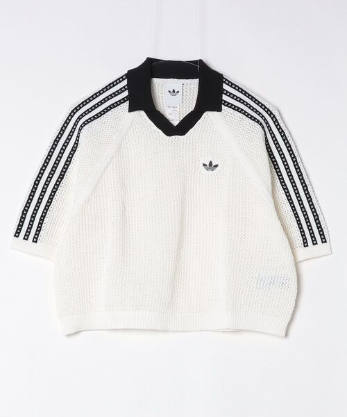 adidas Originals(アディダスオリジナルス)の「adidas W KNITTED CROCHET POLO CX746(ポロシャツ・レディース・ホワイト/ブラウン・S/M)」の10枚目の写真