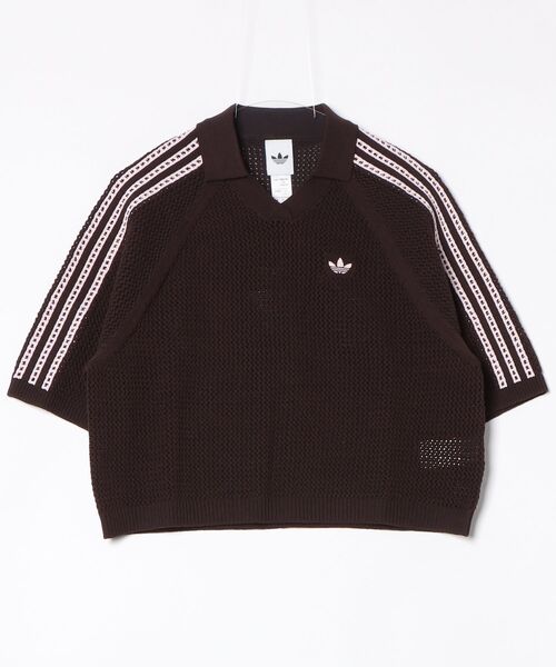 adidas Originals(アディダスオリジナルス)の「adidas W KNITTED CROCHET POLO CX746(ポロシャツ・レディース・ホワイト/ブラウン・S/M)」の11枚目の写真