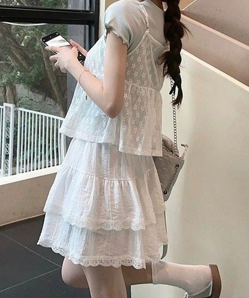 GLAMOROUS JANE(グラマラスジェーン)の「フラワーレースフロントリボンキャミソール(キャミソール・レディース・ホワイト・FREE)」の8枚目の写真