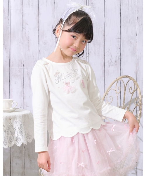 mezzo piano(メゾピアノ)の「バレリーナロゴ 長袖Tシャツ(Tシャツ/カットソー・キッズ・ラベンダー/オフホワイト/ライトピンク・120cm/130cm/110cm/140cm)」の2枚目の写真