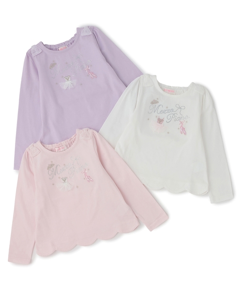 mezzo piano(メゾピアノ)の「バレリーナロゴ 長袖Tシャツ(Tシャツ/カットソー・キッズ・ラベンダー/オフホワイト/ライトピンク・120cm/130cm/110cm/140cm)」の10枚目の写真
