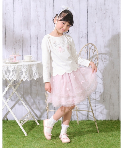 mezzo piano(メゾピアノ)の「バレリーナロゴ 長袖Tシャツ(Tシャツ/カットソー・キッズ・ラベンダー/オフホワイト/ライトピンク・120cm/130cm/110cm/140cm)」の13枚目の写真