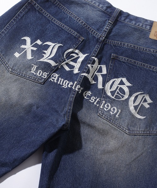 XLARGE（エクストララージ）の「OLD ENGLISH BAGGY DENIM PANTS（デニムパンツ・メンズ・ブラック/インディゴブルー・30inch/32inch/34inch/36inch）」の10枚目の写真