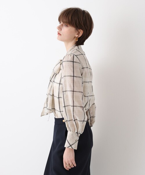 allureville(アルアバイル)の「シアーチェックボウブラウス(シャツ/ブラウス・レディース・ライトパープル/ライトベージュ・2)」の5枚目の写真