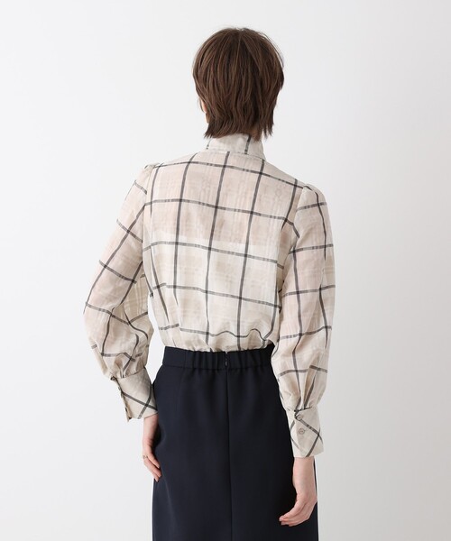 allureville(アルアバイル)の「シアーチェックボウブラウス(シャツ/ブラウス・レディース・ライトパープル/ライトベージュ・2)」の6枚目の写真