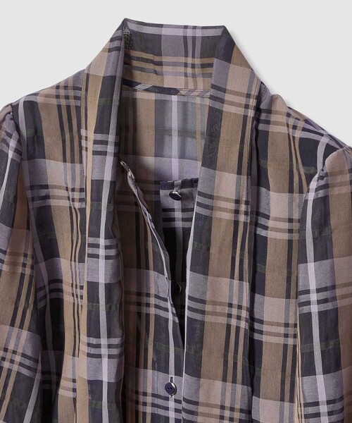 allureville(アルアバイル)の「シアーチェックボウブラウス(シャツ/ブラウス・レディース・ライトパープル/ライトベージュ・2)」の10枚目の写真