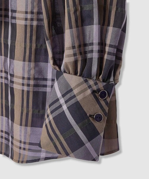 allureville(アルアバイル)の「シアーチェックボウブラウス(シャツ/ブラウス・レディース・ライトパープル/ライトベージュ・2)」の11枚目の写真