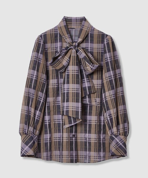 allureville(アルアバイル)の「シアーチェックボウブラウス(シャツ/ブラウス・レディース・ライトパープル/ライトベージュ・2)」の17枚目の写真