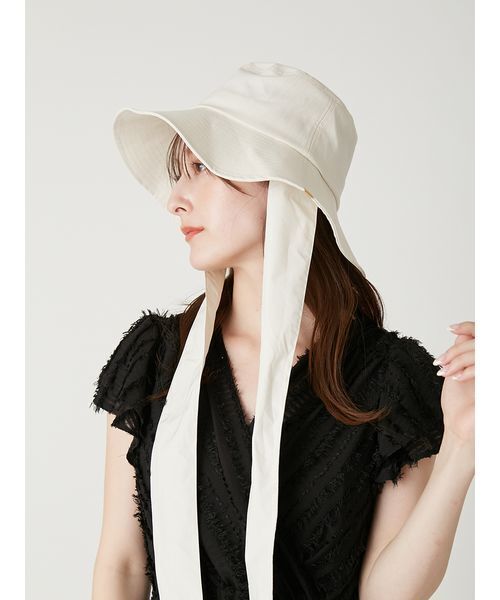 FRAY I.D（フレイアイディー）の「リボンブリムハット／UVカット（ハット・レディース・アイボリー/ブラック・F）」の13枚目の写真
