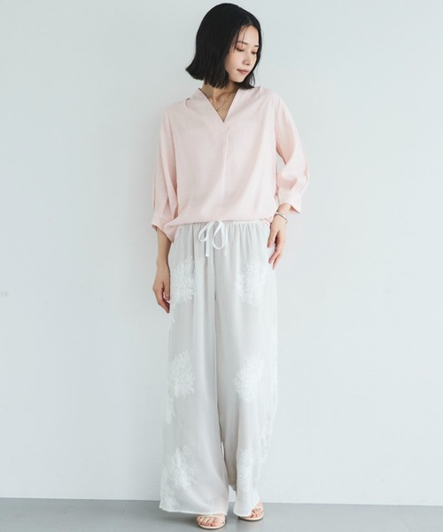 Doux archives(ドゥアルシーヴ)の「刺繍シアーイージーパンツ(その他パンツ・レディース・オフホワイト/ブラック・FREE)」の12枚目の写真