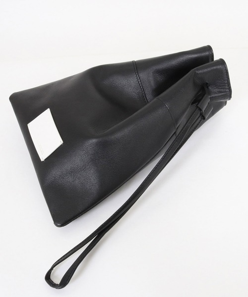 ADAM PATEK（アダムパテック）の「mko13444-water repellent leather mini drawstring bag 巾着型ミニバッグ(AP2619006)（ハンドバッグ・メンズ・ブラック・FREE）」の6枚目の写真