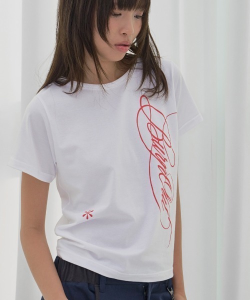 FANCY CLUB(ファンシークラブ)の「A'GEM/9 × .kom 『FANCY CLUB/ファンシークラブ』 BURNING LEAF TEE/バーニングリーフTシャツ(Tシャツ/カットソー・レディース・ホワイト/ブラック・FREE)」の2枚目の写真