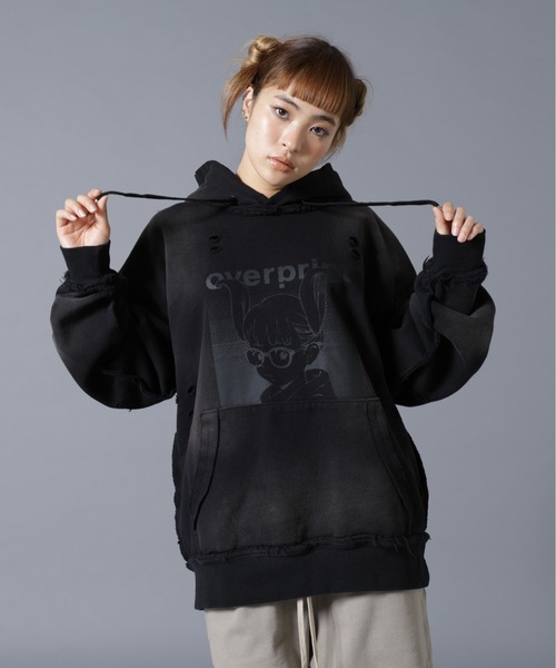 over print(オーバープリント)の「overprint/オーバープリント/SHADOW Hoodie C(パーカー・レディース・ピンク/ブラック・S/L/M)」の1枚目の写真