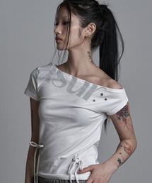 ◇ASYOUARE◇パンチング アンバランス オフショルダー Tシャツ PUNCHING UNBALANCE OFF-SHOULDER T-SHIRT