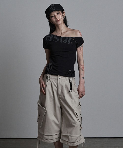 as you are(アズユーアー)の「◇ASYOUARE◇パンチング アンバランス オフショルダー Tシャツ PUNCHING UNBALANCE OFF-SHOULDER T-SHIRT(Tシャツ/カットソー・レディース・ホワイト/ブラック/グレー・FREE)」の16枚目の写真