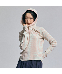 AWESOME STUDIO（オーサムスタジオ）の「ストライプボタンフードTシャツピンク（パーカー）」