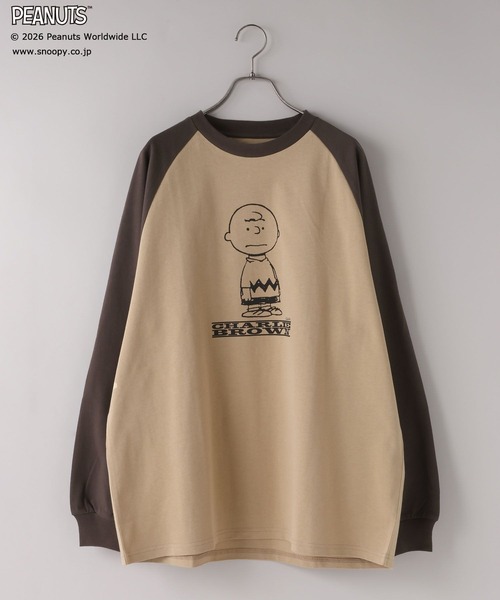 LOWRYS FARM（ローリーズファーム）の「【LFM(U)】SNOOPYラグランＴロングスリーブ　 656663（Tシャツ/カットソー・メンズ・ネイビー/ホワイト/ブラウン・MEDIUM/LARGE）」の2枚目の写真