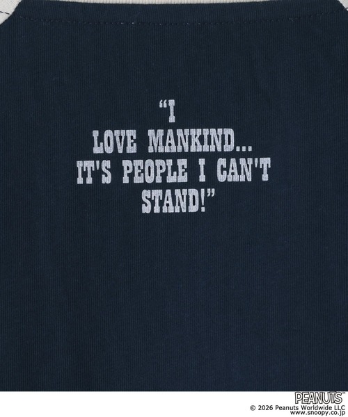 LOWRYS FARM（ローリーズファーム）の「【LFM(U)】SNOOPYラグランＴロングスリーブ　 656663（Tシャツ/カットソー・メンズ・ネイビー/ホワイト/ブラウン・MEDIUM/LARGE）」の9枚目の写真