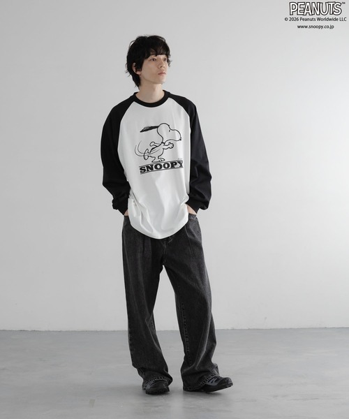 LOWRYS FARM（ローリーズファーム）の「【LFM(U)】SNOOPYラグランＴロングスリーブ　 656663（Tシャツ/カットソー・メンズ・ネイビー/ホワイト/ブラウン・MEDIUM/LARGE）」の20枚目の写真