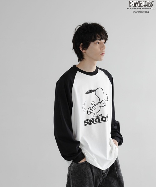 LOWRYS FARM（ローリーズファーム）の「【LFM(U)】SNOOPYラグランＴロングスリーブ　 656663（Tシャツ/カットソー・メンズ・ネイビー/ホワイト/ブラウン・MEDIUM/LARGE）」の19枚目の写真