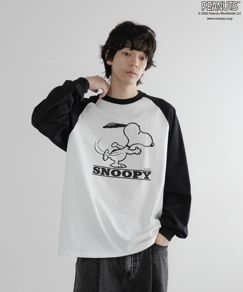 LFM(U)】SNOOPYラグランTロングスリーブ 656663（Tシャツ/カットソー