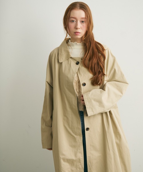 Crisp（クリスプ）の「ステンカラーロングコート（ステンカラーコート・レディース・ブルー/ベージュ・FREE）」の19枚目の写真