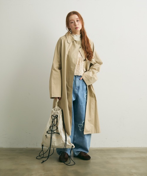 Crisp（クリスプ）の「ステンカラーロングコート（ステンカラーコート・レディース・ブルー/ベージュ・FREE）」の14枚目の写真