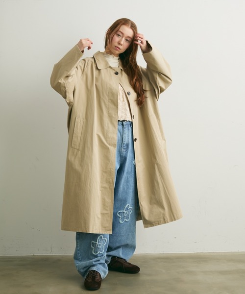 Crisp（クリスプ）の「ステンカラーロングコート（ステンカラーコート・レディース・ブルー/ベージュ・FREE）」の16枚目の写真