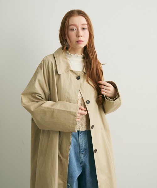 Crisp（クリスプ）の「ステンカラーロングコート（ステンカラーコート・レディース・ブルー/ベージュ・FREE）」の20枚目の写真