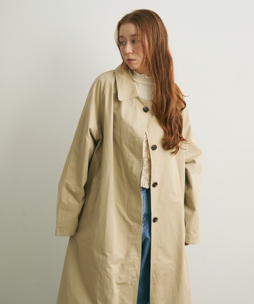 Crisp（クリスプ）の「ステンカラーロングコート（ステンカラーコート・レディース・ブルー/ベージュ・FREE）」の21枚目の写真